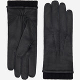 Vittoria (black) - Italian gloves made of American deerskin leather with cashmere lining - Leather Gloves Online - Luxury Leather Gloves - 1