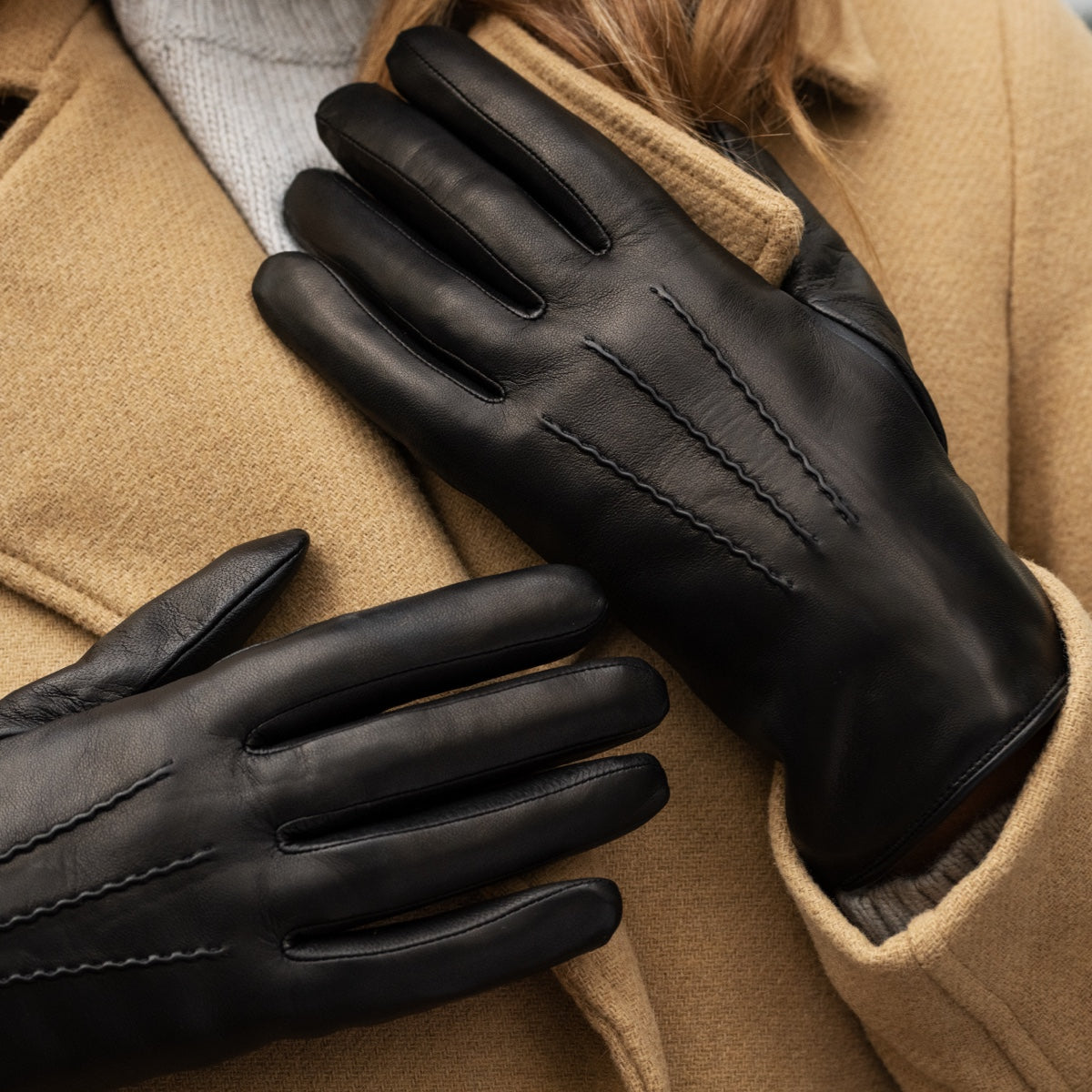 black leather gloves