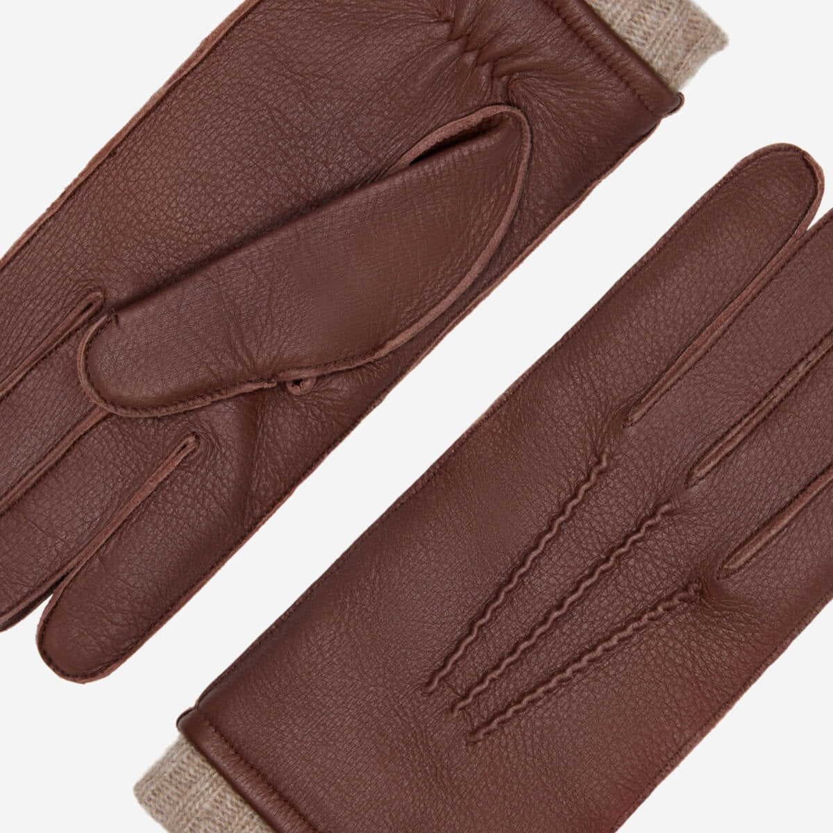 Vittoria (brown) - Italian gloves made of American deerskin leather with cashmere lining - Leather Gloves Online - Luxury Leather Gloves - 5