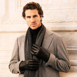 Aldo (black) - Italian lambskin leather gloves with lambswool lining & touchscreen feature - Leather Gloves Online - Luxury Leather Gloves - 7