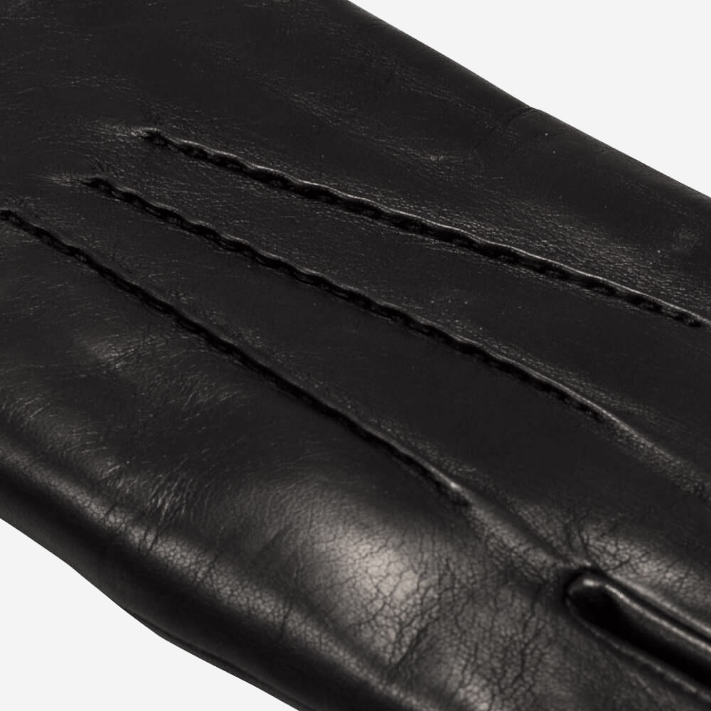 Aldo (black) - Italian lambskin leather gloves with lambswool lining & touchscreen feature - Leather Gloves Online - Luxury Leather Gloves - 3