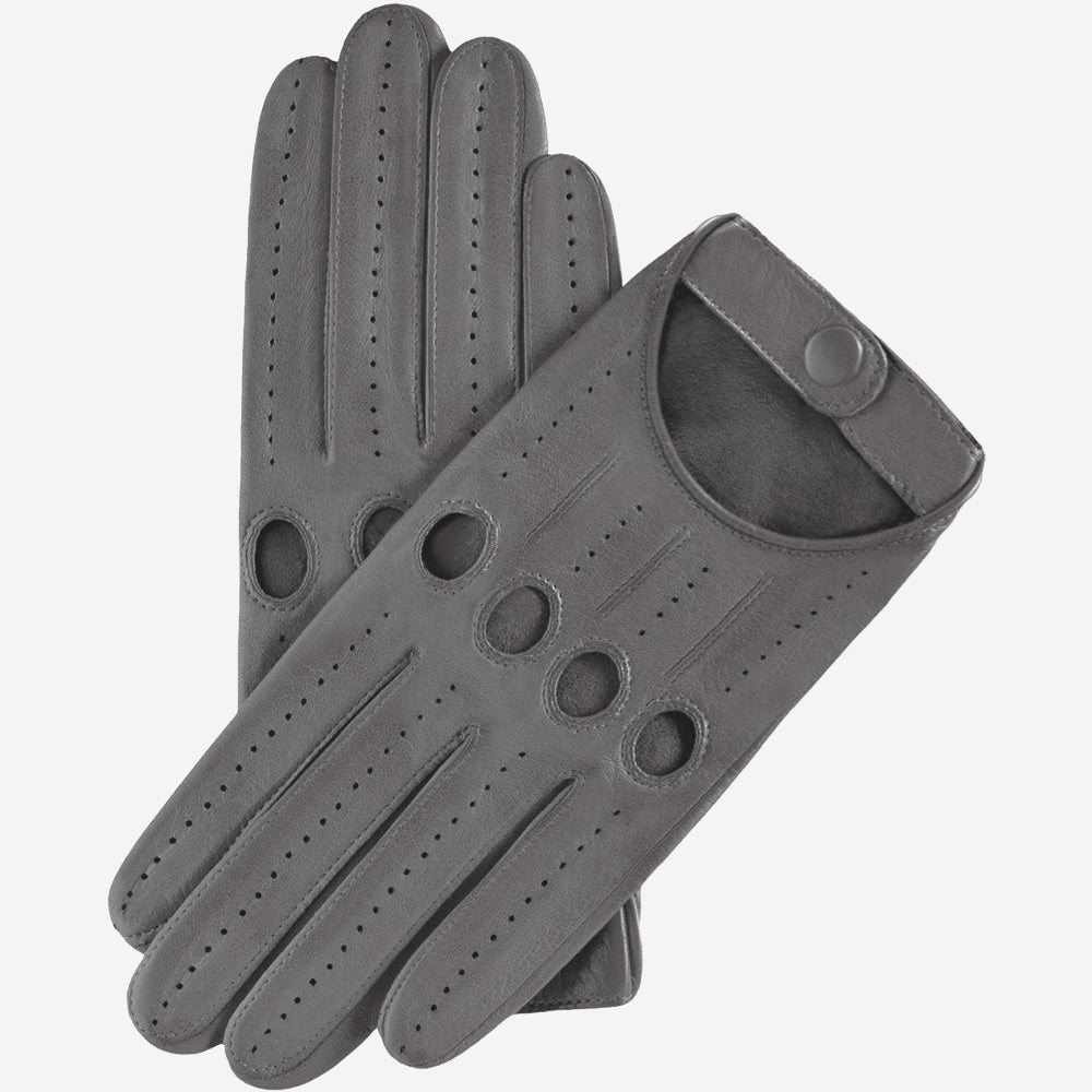 Alessa (grey) - classic Italian lambskin leather driving gloves- Leather Gloves Online - Luxury Leather Gloves - 1