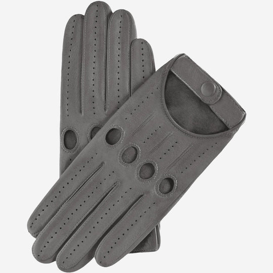 Alessa (grey) - Classic Italian lambskin leather driving gloves