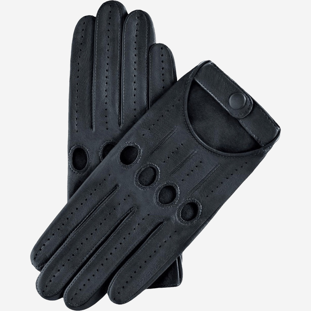 Alessa (black) - classic Italian lambskin leather driving gloves & touchscreen feature - Leather Gloves Online - Luxury Leather Gloves - 1