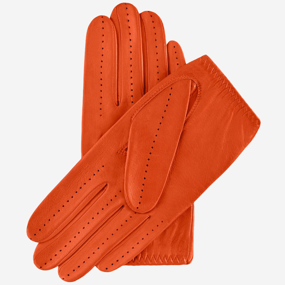 Alessa (orange) - classic Italian lambskin leather driving gloves- Leather Gloves Online - Luxury Leather Gloves - 2