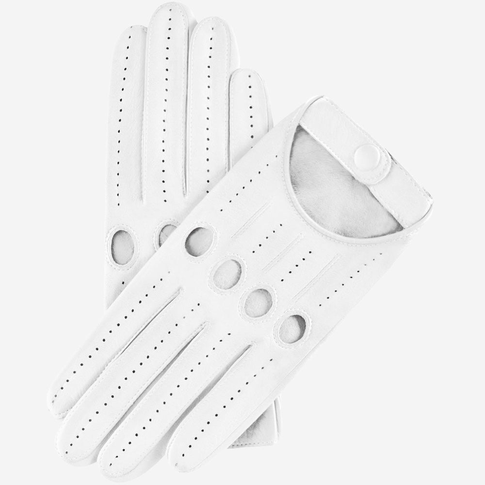 Alessa (white) - classic Italian lambskin leather driving gloves - Leather Gloves Online - Luxury Leather Gloves - 1