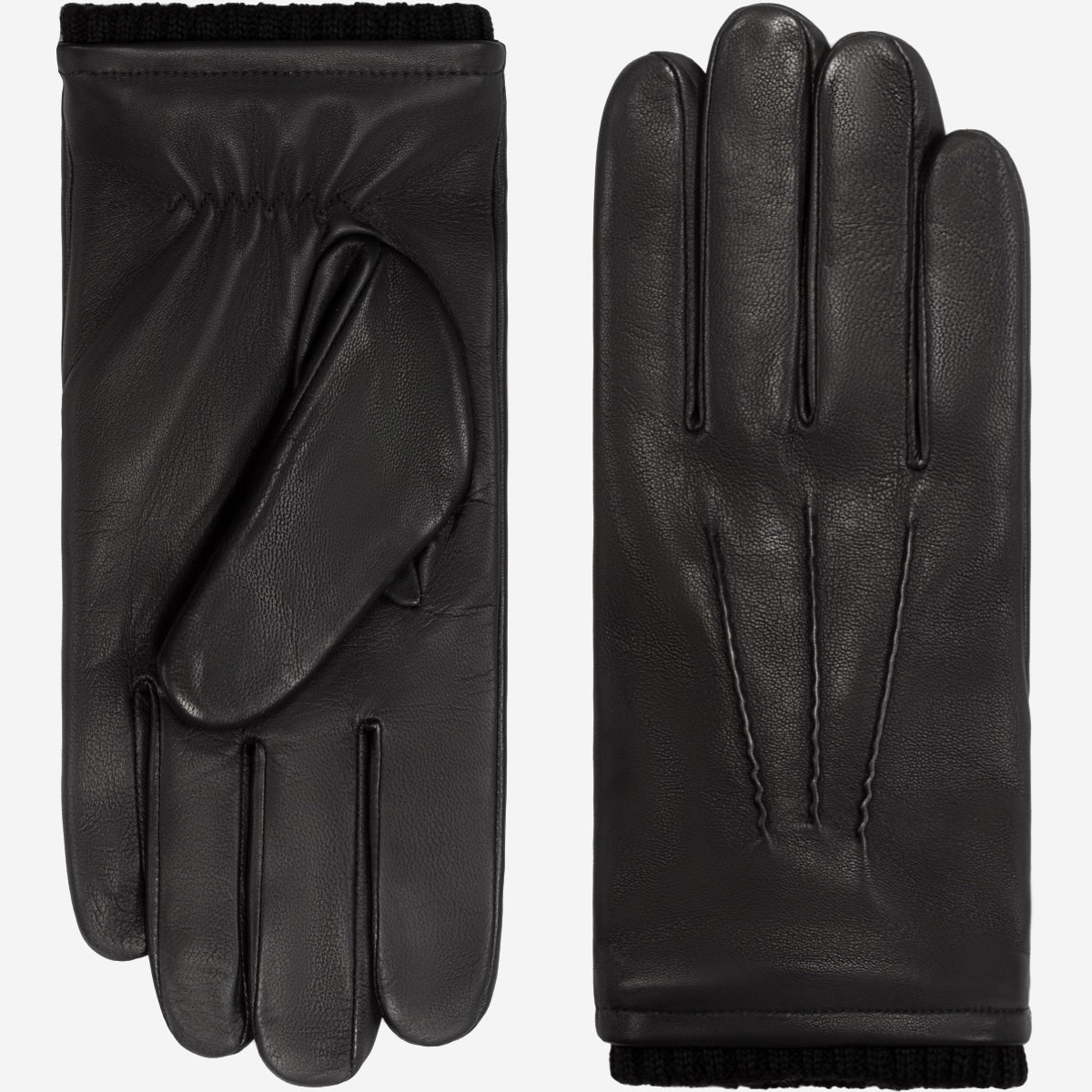 touchscreen leather gloves Black Men - Made in Italy 8½