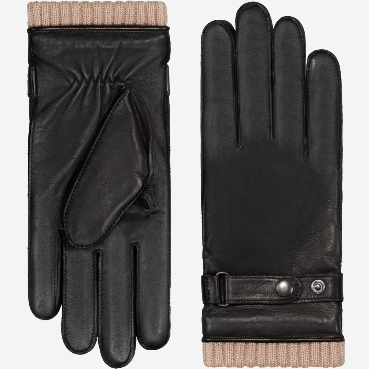 Alonzo (black) - Italian lambskin leather gloves with cashmere lining & touchscreen feature - Leather Gloves Online - Luxury Leather Gloves - 1
