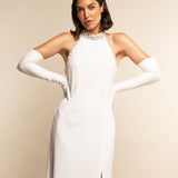 Angelina (white) - Italian silk lined 16-button length leather bridal / opera gloves - Leather Gloves Online - Luxury Leather Gloves - 1