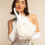 Angelina (white) - Italian silk lined 12-button length leather bridal / opera gloves - Leather Gloves Online - Luxury Leather Gloves - 2