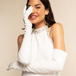 Angelina (white) - Italian silk lined 16-button length leather bridal / opera gloves - Leather Gloves Online - Luxury Leather Gloves - 2