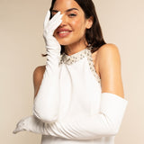 Angelina (white) - Italian silk lined 16-button length leather bridal / opera gloves - Leather Gloves Online - Luxury Leather Gloves - 2