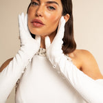 Angelina (white) - Italian silk lined 16-button length leather bridal / opera gloves - Leather Gloves Online - Luxury Leather Gloves - 3