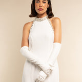 Angelina (white) - Italian silk lined 12-button length leather bridal / opera gloves - Leather Gloves Online - Luxury Leather Gloves - 3