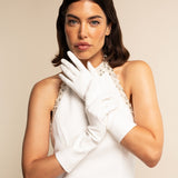 Angelina (white) - Italian silk lined 6-button length leather bridal / opera gloves - Leather Gloves Online - Luxury Leather Gloves - 5