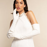 Angelina (white) - Italian silk lined 16-button length leather bridal / opera gloves - Leather Gloves Online - Luxury Leather Gloves - 5