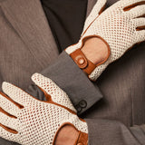 Arturo (cognac) - Hand-sewn Italian crochet driving gloves from lambskin leather - Leather Gloves Online - Luxury Leather Gloves - 6