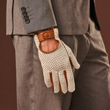 Arturo (cognac) - Hand-sewn Italian crochet driving gloves from lambskin leather - Leather Gloves Online - Luxury Leather Gloves - 8
