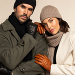 Milano (black) - 100% cashmere ribbed beanie (unisex)  - Leather Gloves Online - Luxury Beanie - 14