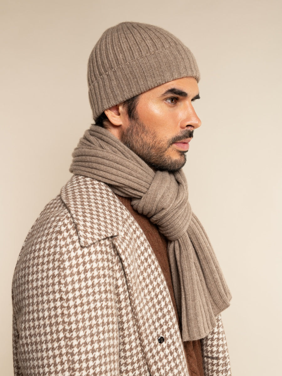 Milano (black) - 100% cashmere ribbed beanie (unisex)  - Leather Gloves Online - Luxury Beanie - 18