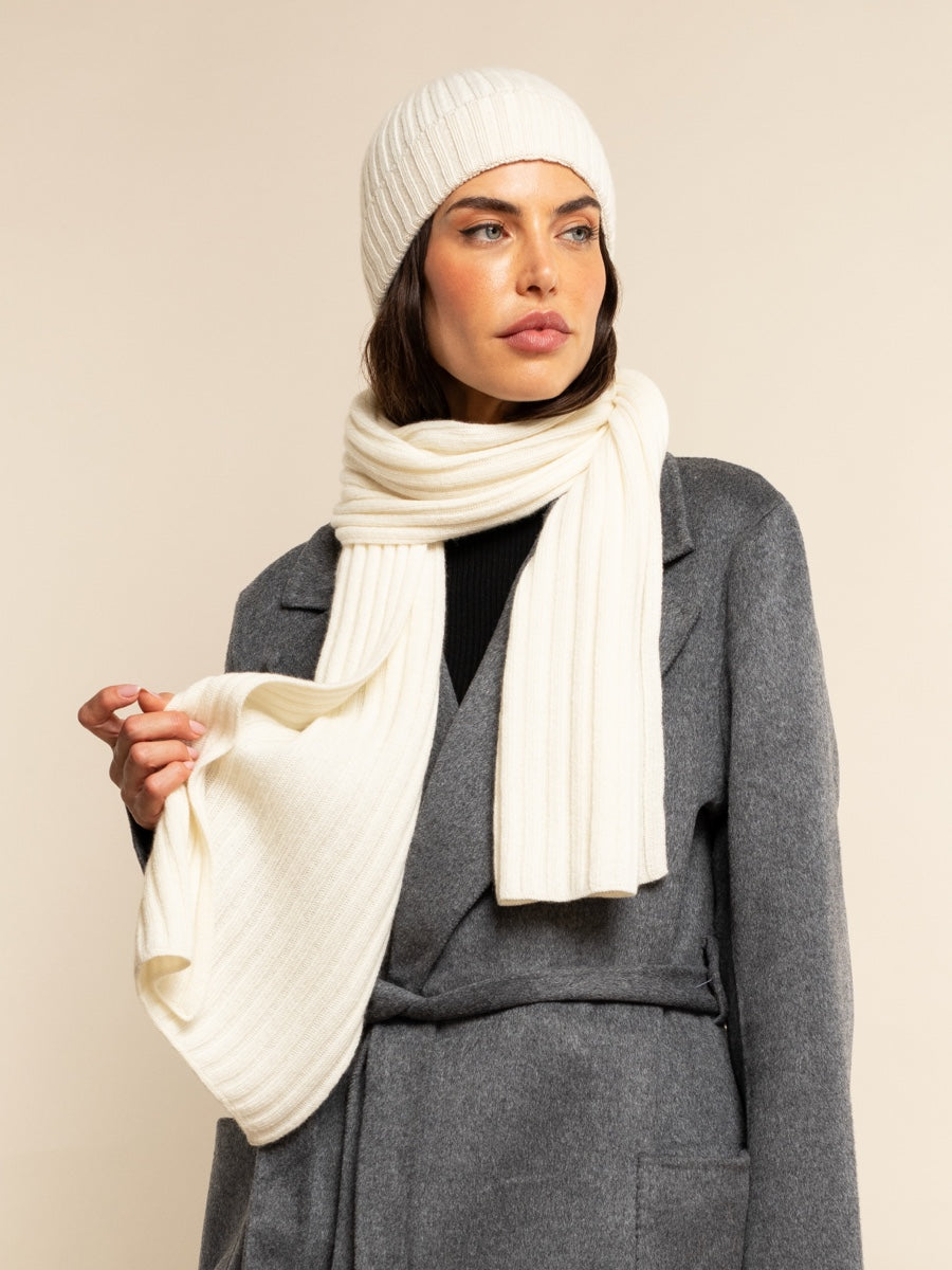 Milano (cream) - 100% cashmere ribbed beanie (unisex) Milano (cream) - 100% cashmere ribbed beanie (unisex) - Leather Gloves Online - Luxury Beanie - 9