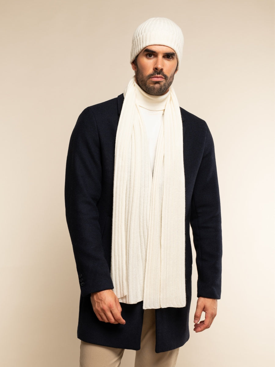 Milano (cream) - 100% cashmere ribbed beanie (unisex) Milano (cream) - 100% cashmere ribbed beanie (unisex) - Leather Gloves Online - Luxury Beanie - 14