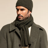 Milano (dark green) - 100% cashmere ribbed beanie (unisex) - Leather Gloves Online - Luxury Beanie - 7