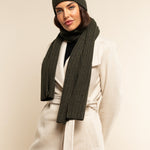 Milano (dark green) - 100% cashmere ribbed beanie (unisex) - Leather Gloves Online - Luxury Beanie - 11