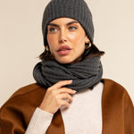 Milano (dark grey) - 100% cashmere ribbed beanie (unisex) - Leather Gloves Online - Luxury Beanie - 8