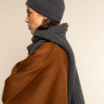 Milano (dark grey) - 100% cashmere ribbed beanie (unisex) - Leather Gloves Online - Luxury Beanie - 12