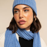 Milano (light blue) - 100% cashmere ribbed beanie (unisex) - Leather Gloves Online - Luxury Beanie - 10