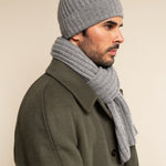 Milano (light grey) - 100% cashmere ribbed beanie (unisex)- Leather Gloves Online - Luxury Beanie - 7