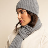 Milano (light grey) - 100% cashmere ribbed beanie (unisex)- Leather Gloves Online - Luxury Beanie - 12