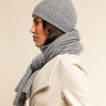 Milano (light grey) - 100% cashmere ribbed beanie (unisex)- Leather Gloves Online - Luxury Beanie - 16