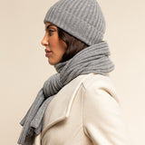 Milano (light grey) - 100% cashmere ribbed beanie (unisex)- Leather Gloves Online - Luxury Beanie - 16