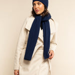 Milano (navy blue) - 100% cashmere ribbed beanie (unisex)- Leather Gloves Online - Luxury Beanie - 11