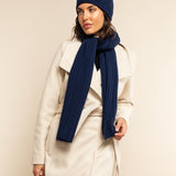 Milano (navy blue) - 100% cashmere ribbed beanie (unisex)- Leather Gloves Online - Luxury Beanie - 11