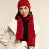 Milano (red) - 100% cashmere ribbed beanie (unisex) - Leather Gloves Online - Luxury Beanie - 9