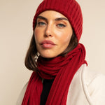 Milano (red) - 100% cashmere ribbed beanie (unisex) - Leather Gloves Online - Luxury Beanie - 11