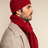 Milano (red) - 100% cashmere ribbed beanie (unisex) - Leather Gloves Online - Luxury Beanie - 12