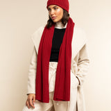 Milano (red) - 100% cashmere ribbed beanie (unisex) - Leather Gloves Online - Luxury Beanie - 14