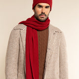 Milano (red) - 100% cashmere ribbed beanie (unisex) - Leather Gloves Online - Luxury Beanie - 15