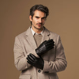 Benjamin (black) – Thick goatskin leather gloves with warm lambswool lining & touchscreen feature