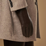 Benjamin (brown) – Thick goatskin leather gloves with warm lambswool lining & touchscreen feature