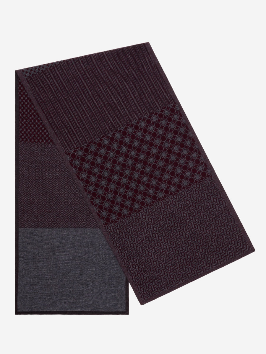 Bruno (grey/red) - warm and soft Italian scarf from wool blend - Leather Gloves Online - Luxury Silk Scarf - 1