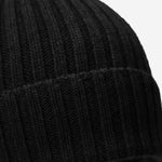Milano (black) - 100% cashmere ribbed beanie (unisex)  - Leather Gloves Online - Luxury Beanie - 2