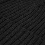 Milano (black) - 100% cashmere ribbed beanie (unisex)  - Leather Gloves Online - Luxury Beanie - 3