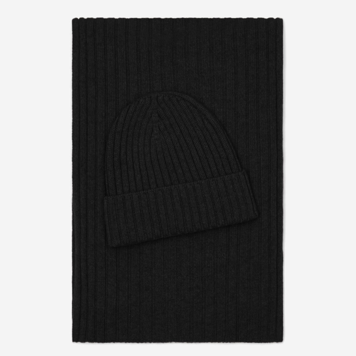 Milano (black) - 100% cashmere ribbed beanie (unisex)  - Leather Gloves Online - Luxury Beanie - 4