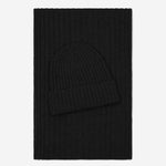 Milano (black) - 100% cashmere ribbed beanie (unisex)  - Leather Gloves Online - Luxury Beanie - 4