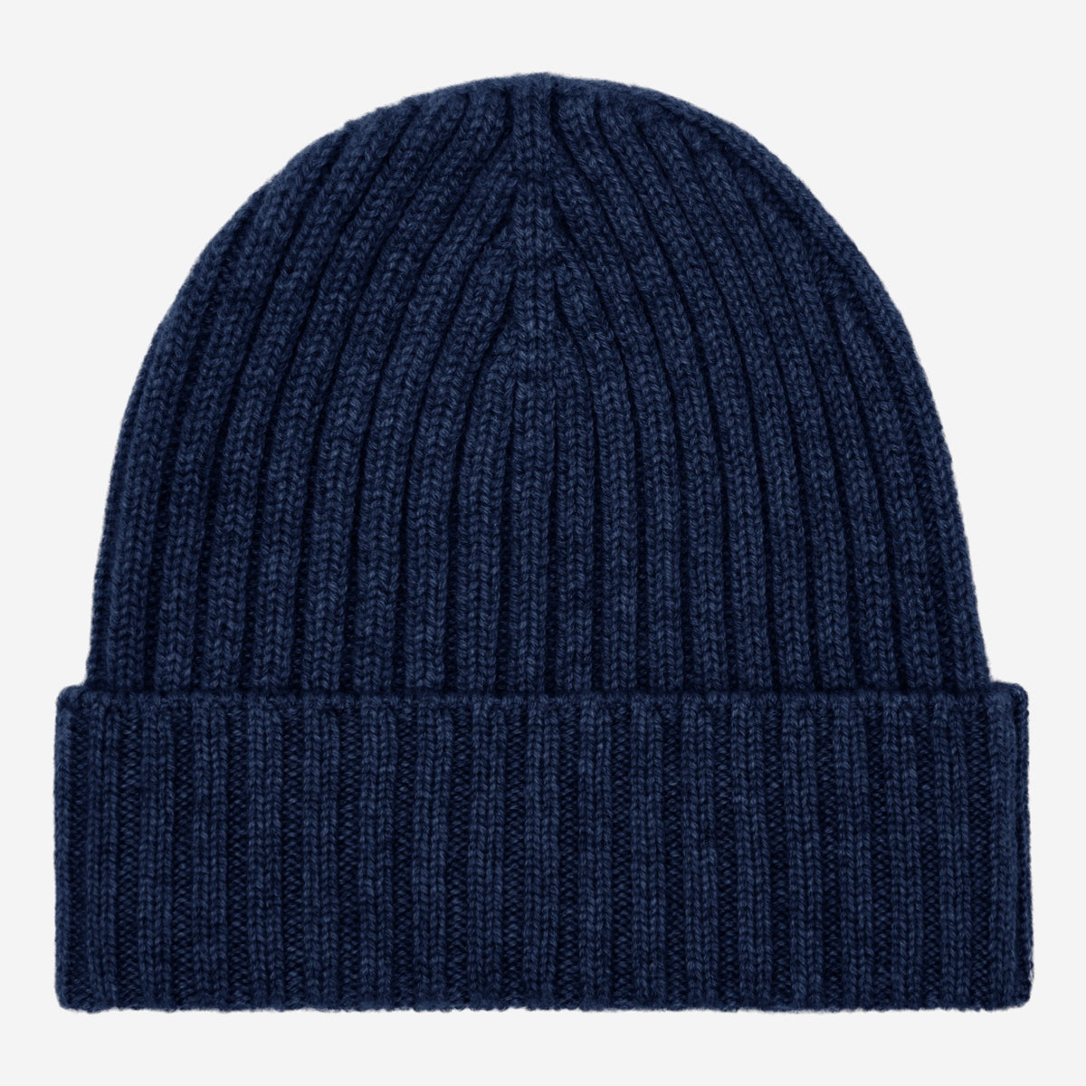 Milano (navy blue) - 100% cashmere ribbed beanie (unisex)- Leather Gloves Online - Luxury Beanie - 1